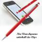 Preview: 7 Touchpen Edelstahl Drehkugelschreiber mit Namensgravur - 7 verschiedene Farben