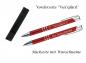 Preview: Glücks-Kugelschreiber mit beidseitiger Gravur / mit Velouretui / Farbe: rot