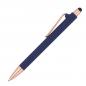 Preview: Touchpen-Kugelschreiber aus Metall / gummiert / Farbe: roségold-dunkelblau