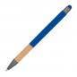 Preview: Touchpen Kugelschreiber mit Griffzone aus Bambus mit Gravur / Farbe: blau