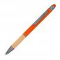 Preview: Touchpen Kugelschreiber mit Griffzone aus Bambus mit Gravur / Farbe: orange