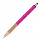 Preview: Touchpen Metall-Kugelschreiber mit Namensgravur - mit Korkgriffzone - pink