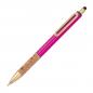 Preview: Touchpen Metall-Kugelschreiber mit Namensgravur - mit Korkgriffzone - pink