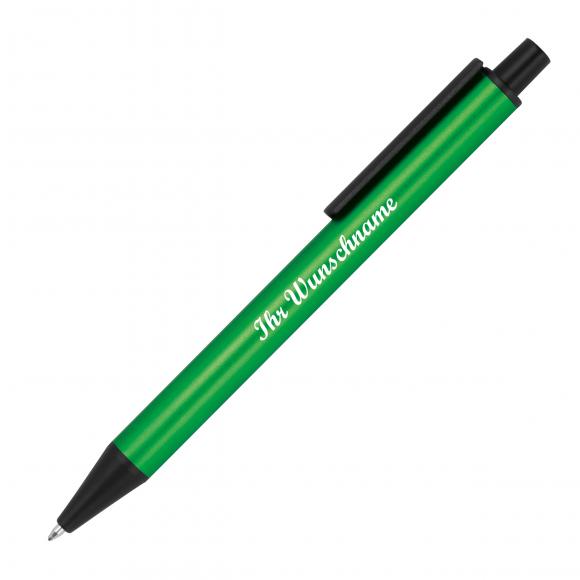 10 Kugelschreiber aus Metall mit Namensgravur - Farbe: metallic grün