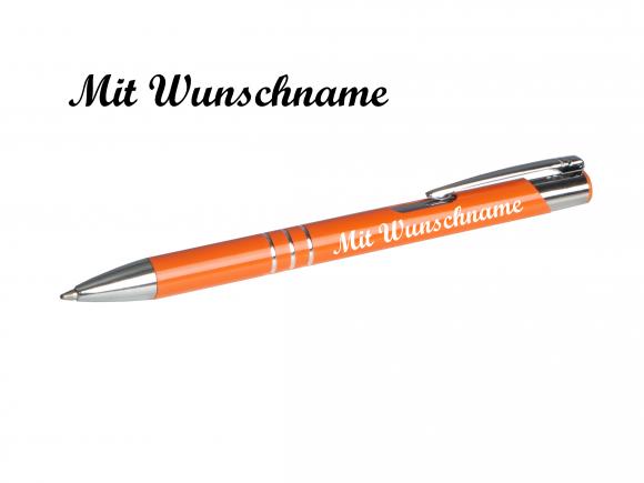 10 Kugelschreiber aus Metall mit Namensgravur / Farbe: orange (matt)