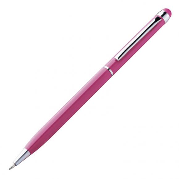 10 Touchpen Drehkugelschreiber mit Gravur / aus Edelstahl / Farbe: pink