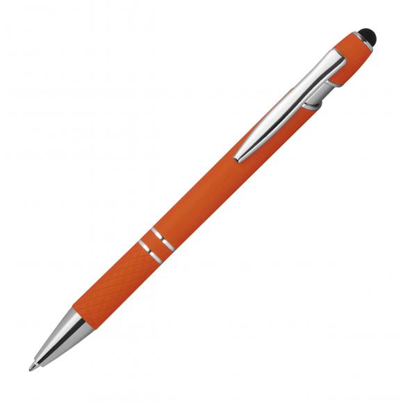 10 Touchpen Kugelschreiber aus Metall mit Gravur / mit Muster / Farbe: orange