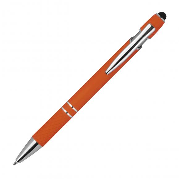 10 Touchpen Kugelschreiber aus Metall mit Namensgravur - mit Muster - orange