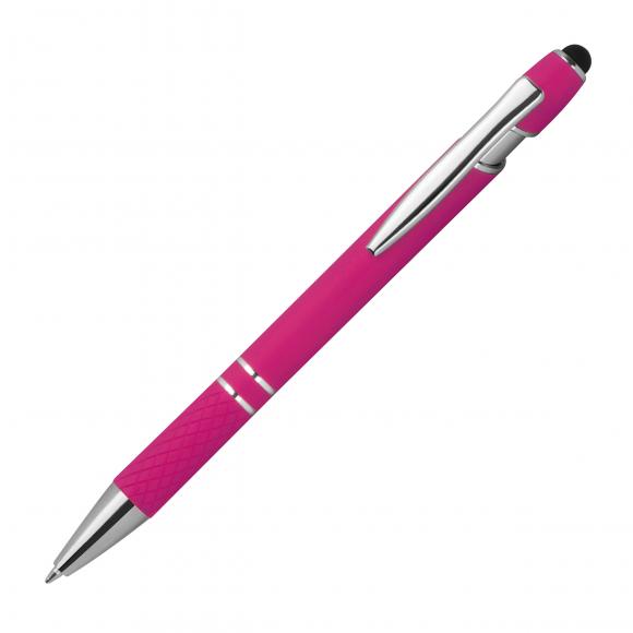 10 Touchpen Kugelschreiber aus Metall mit Namensgravur - mit Muster - pink