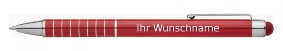 10 Touchpen Kugelschreiber mit Gravur / aus Metall / Farbe: rot