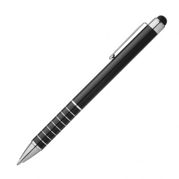 10 Touchpen Kugelschreiber mit Gravur / aus Metall / Farbe: schwarz