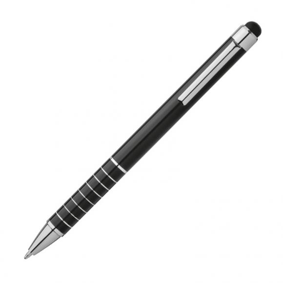 10 Touchpen Kugelschreiber mit Gravur / aus Metall / Farbe: schwarz