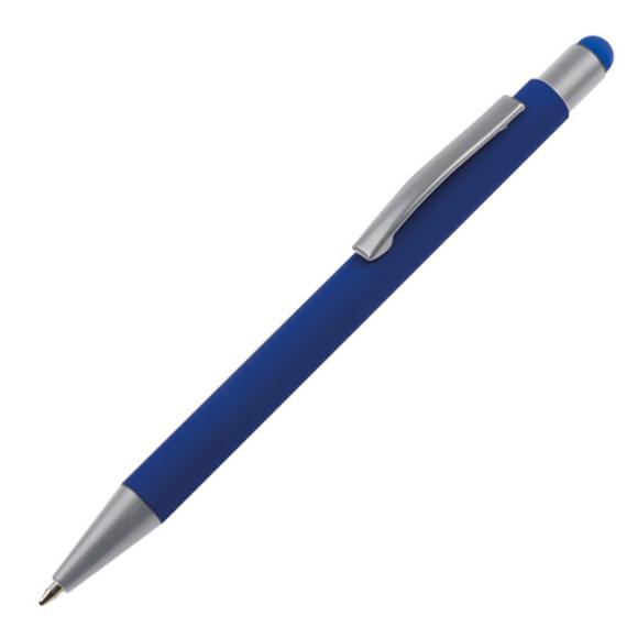 10 Touchpen Kugelschreiber mit Namensgravur - aus Metall - Farbe: blau