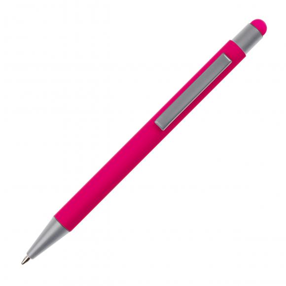 10 Touchpen Kugelschreiber mit Namensgravur / aus Metall / Farbe: pink