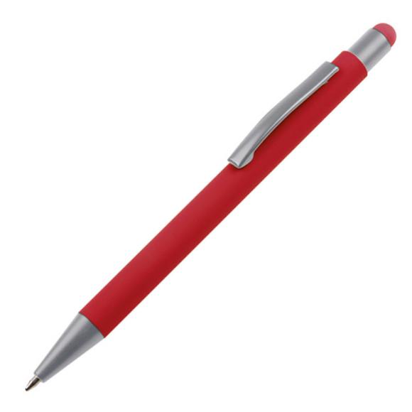 10 Touchpen Kugelschreiber mit Namensgravur - aus Metall - Farbe: rot