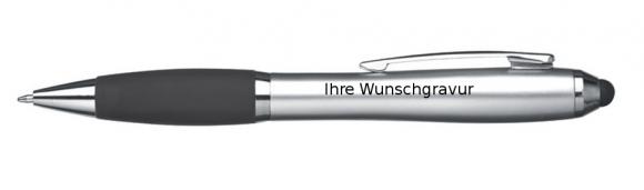 100x Touchpen Kugelschreiber mit Gravur / Farbe: silber-schwarz