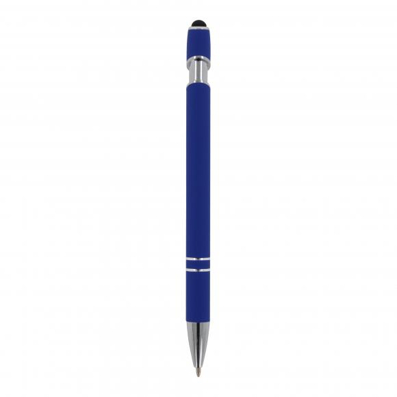 10x Touchpen Kugelschreiber mit Gravur / aus Metall / Soft-Touch / Farbe: blau