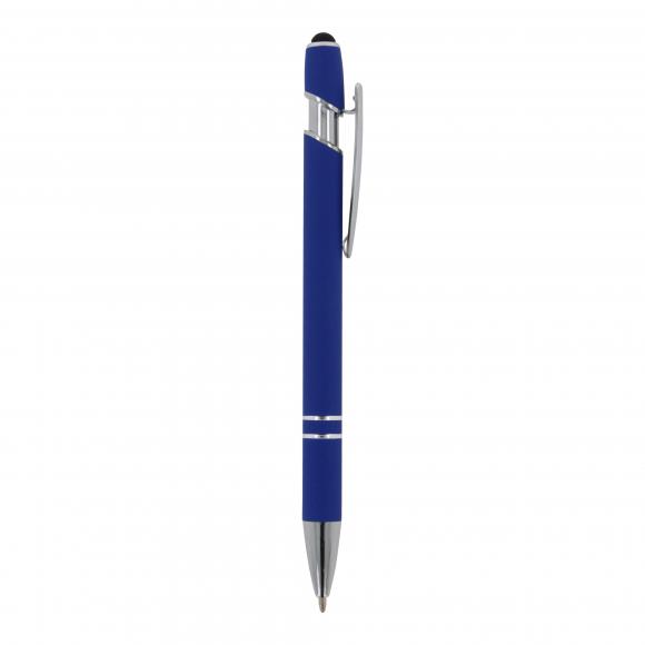 10x Touchpen Kugelschreiber mit Gravur / aus Metall / Soft-Touch / Farbe: blau