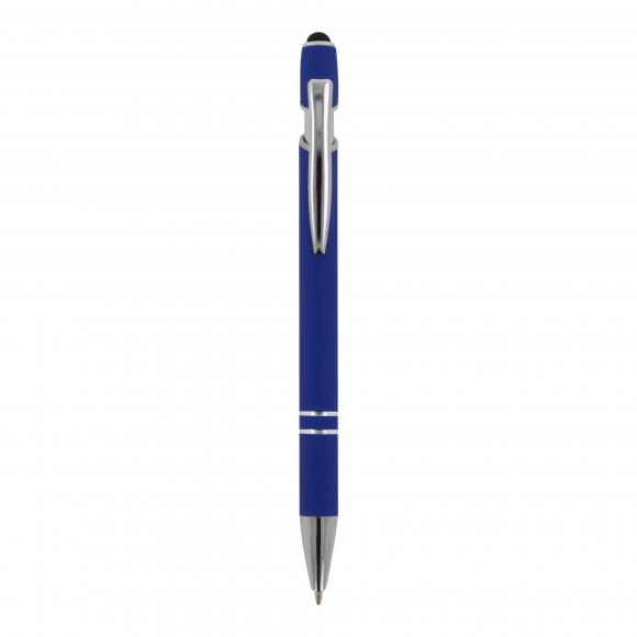 10x Touchpen Kugelschreiber mit Gravur / aus Metall / Soft-Touch / Farbe: blau