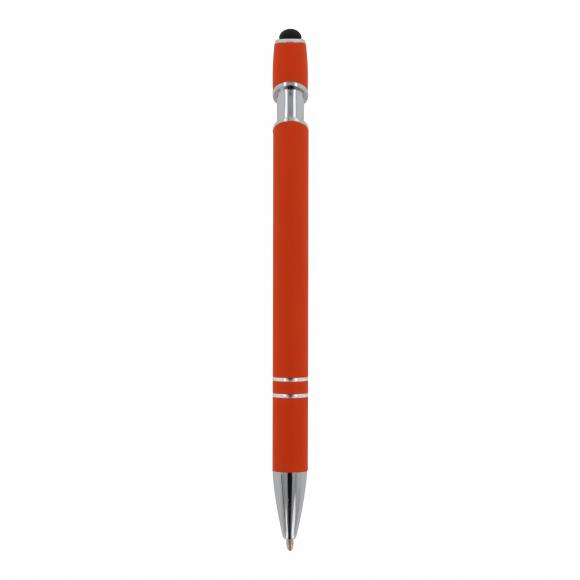 10x Touchpen Kugelschreiber mit Gravur / aus Metall / Soft-Touch / Farbe: orange