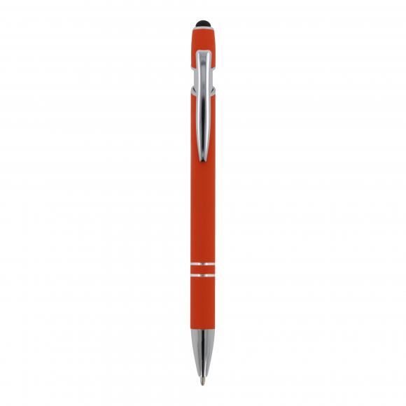 10x Touchpen Kugelschreiber mit Gravur / aus Metall / Soft-Touch / Farbe: orange