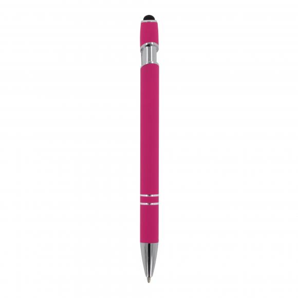 10x Touchpen Kugelschreiber mit Gravur / aus Metall / Soft-Touch / Farbe: pink