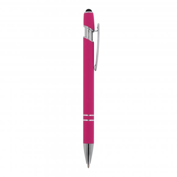 10x Touchpen Kugelschreiber mit Gravur / aus Metall / Soft-Touch / Farbe: pink