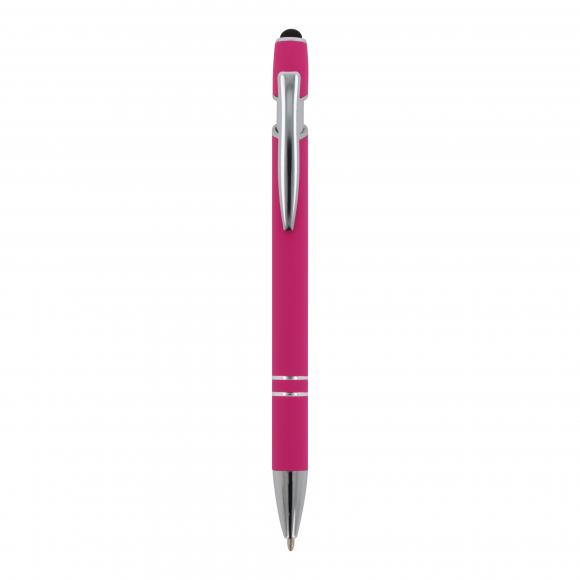 10x Touchpen Kugelschreiber mit Gravur / aus Metall / Soft-Touch / Farbe: pink