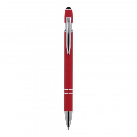 10x Touchpen Kugelschreiber mit Gravur / aus Metall / Soft-Touch / Farbe: rot