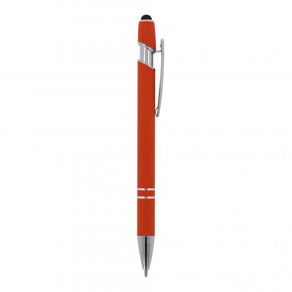 10x Touchpen Kugelschreiber mit Namensgravur - aus Metall - Soft-Touch - orange