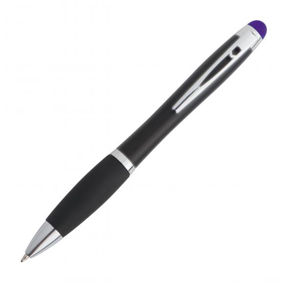 10x Touchpen Leucht-Kugelschreiber mit Gravur / Farbe: schwarz-violett