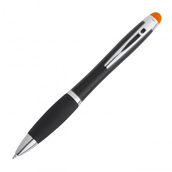 10x Touchpen Leucht-Kugelschreiber mit Namensgravur - Farbe: schwarz-orange