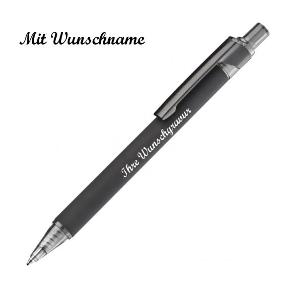 5 Kugelschreiber mit Namensgravur - mit schwarz verchromten Clip -Farbe: schwarz
