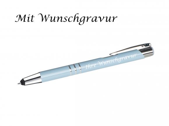 5 Touchpen Kugelschreiber "Pastell" aus Metall mit Gravur  / 5 Pastell-Farben