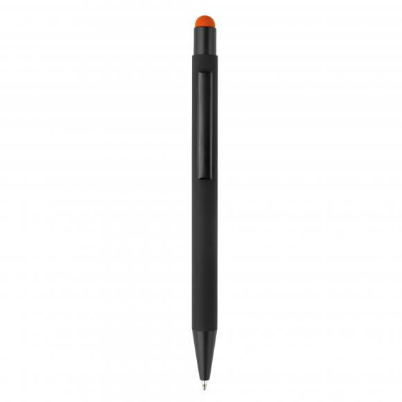 5x Touchpen Kugelschreiber mit Gravur / aus Metall / Stylusfarbe: orange