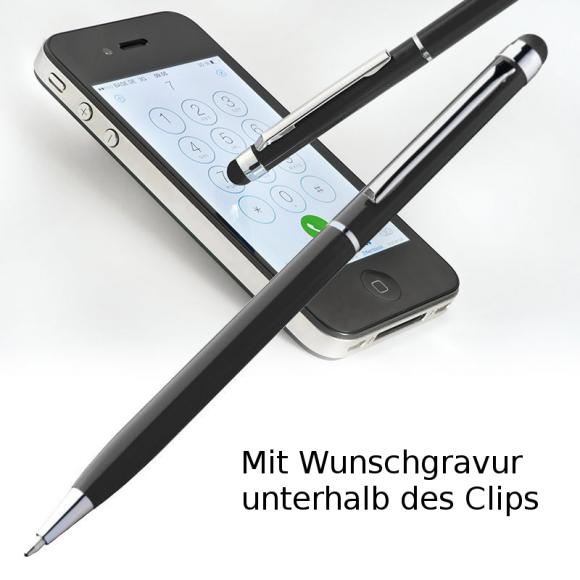 7 Touchpen Drehkugelschreiber mit Gravur / aus Edelstahl / 7 verschiedene Farben