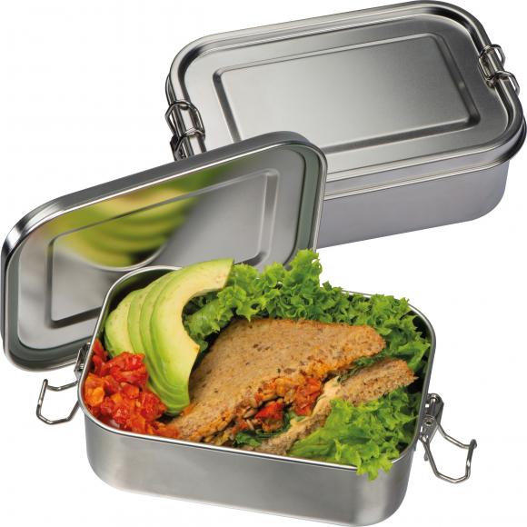 Brotdose mit Gravur / Lunchbox / aus Edelstahl / Farbe: silber