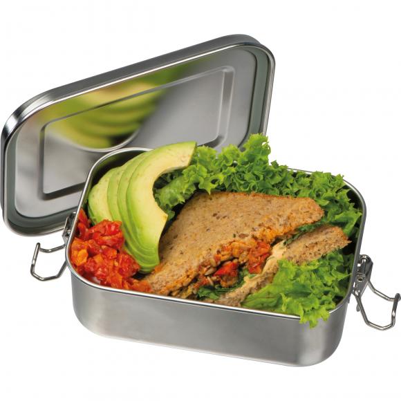 Brotdose mit Gravur / Lunchbox / aus Edelstahl / Farbe: silber