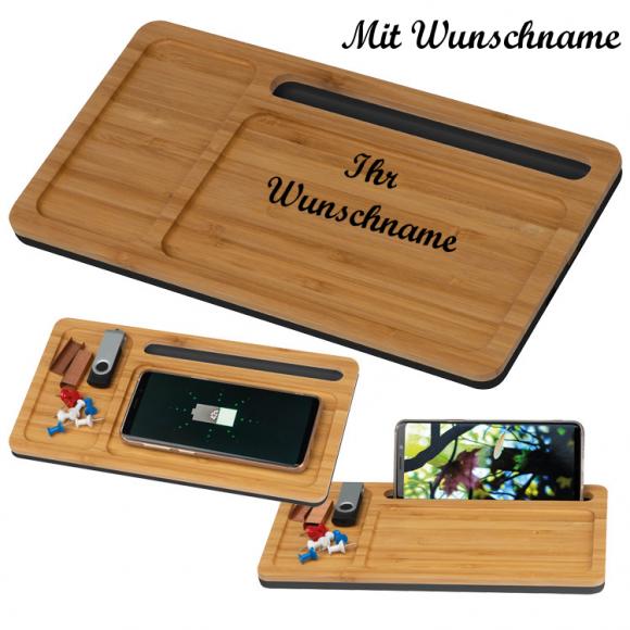 Deskorganizer mit Namensgravur - Schreibtischorganizer - aus Bambus