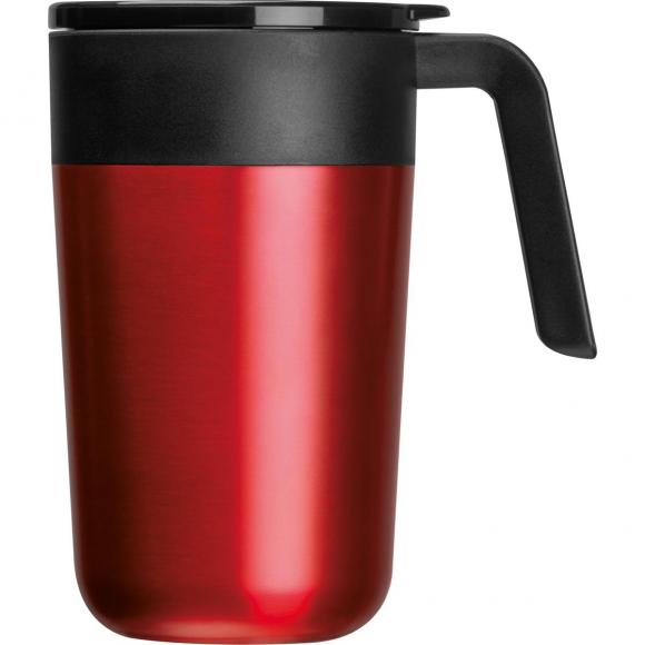 Doppelwandiger Trinkbecher aus Edelstahl mit Gravur / 400ml / Farbe: rot