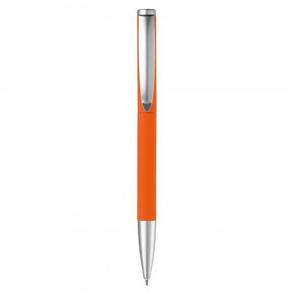 Dreh-Kugelschreiber mit Gravur / aus Metall / mit Soft Touch / Farbe: orange