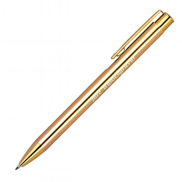 Druckkugelschreiber aus Metall mit Gravur / Farbe: Metallic gold