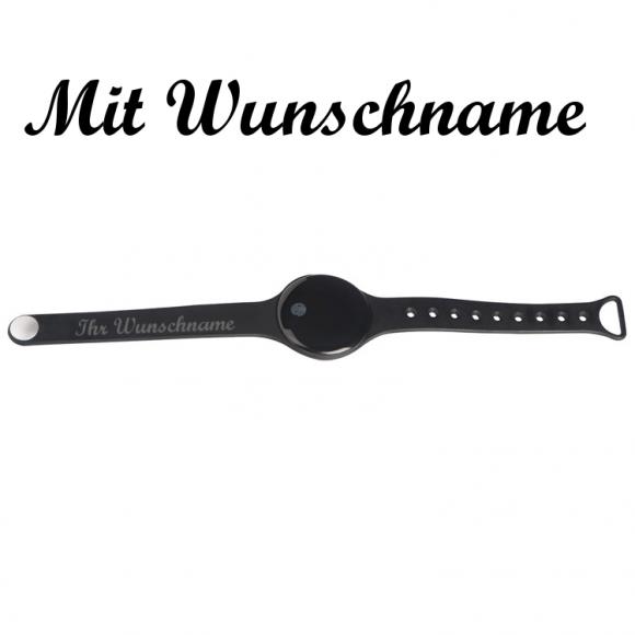 Fitness Armband mit Namensgravur - aus Silikon - Farbe: schwarz