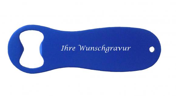 Flaschenöffner mit Gravur / aus Metall / Farbe: blau