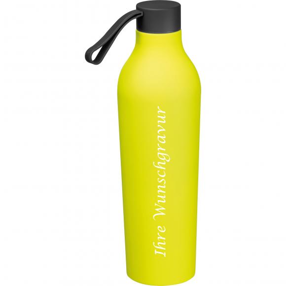 Gummierte Trinkflasche mit Gravur / 750ml / Farbe: gelb