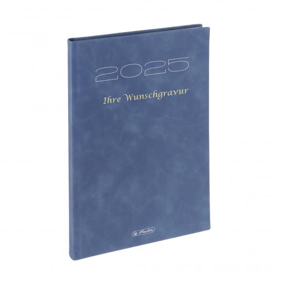 Herlitz Buchkalender 2025 "Sidney" mit Gravur / Wochenkalender / Farbe: blau