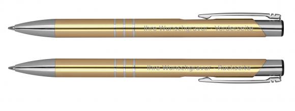 Kugelschreiber aus Metall mit beidseitige Gravur / Farbe: gold