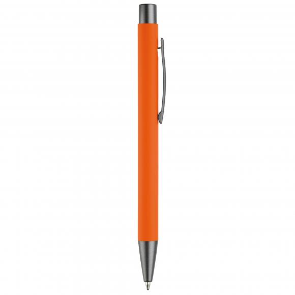 Kugelschreiber mit Gravur / aus Metall / mit Soft-Touch / Farbe: orange