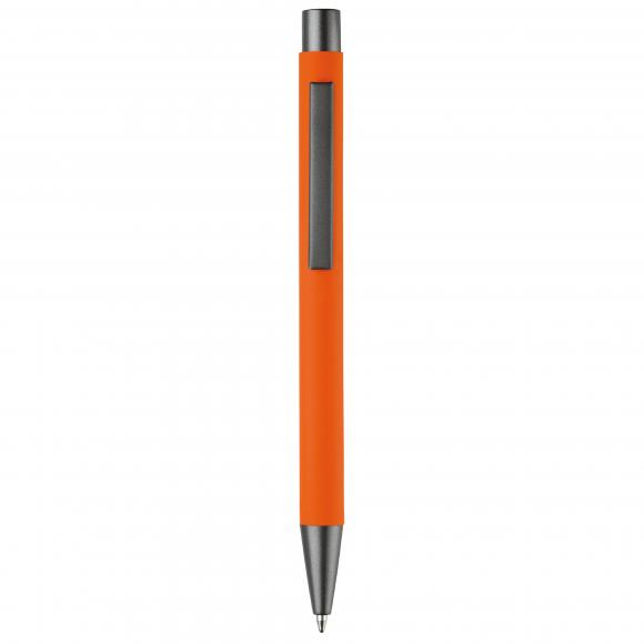 Kugelschreiber mit Gravur / aus Metall / mit Soft-Touch / Farbe: orange