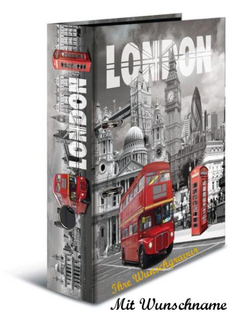 Motivordner mit Namensgravur - DIN A4 - 70mm breit - "London"